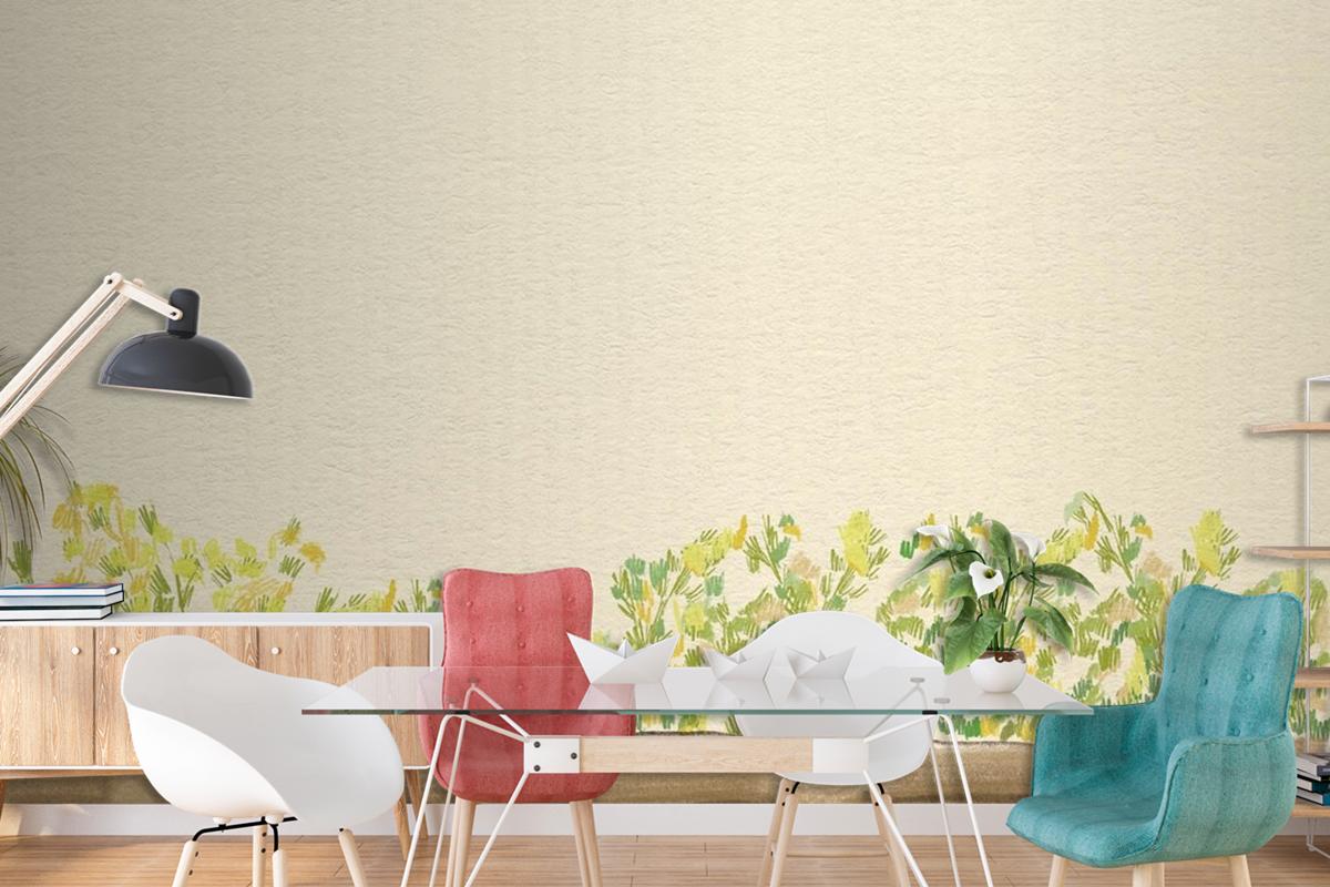 Green Bushes Background Color Pencil Wallpaper Mural