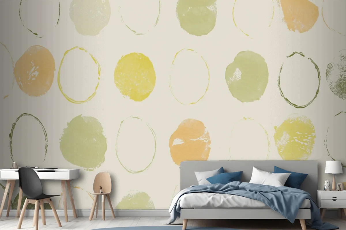 Green Circle Pattern Background Handmade Prints Wallpaper Mural