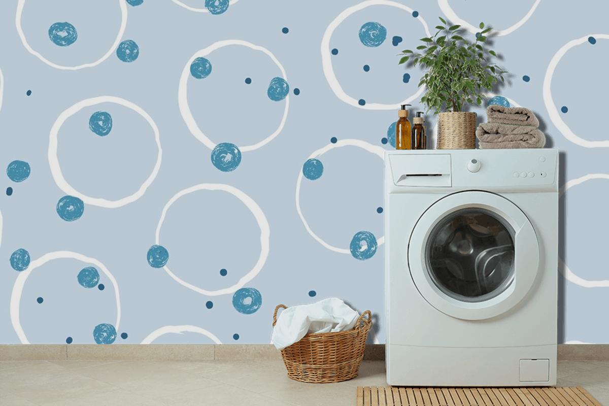 Hand Drawn Blue Dots Background Wallpaper Mural