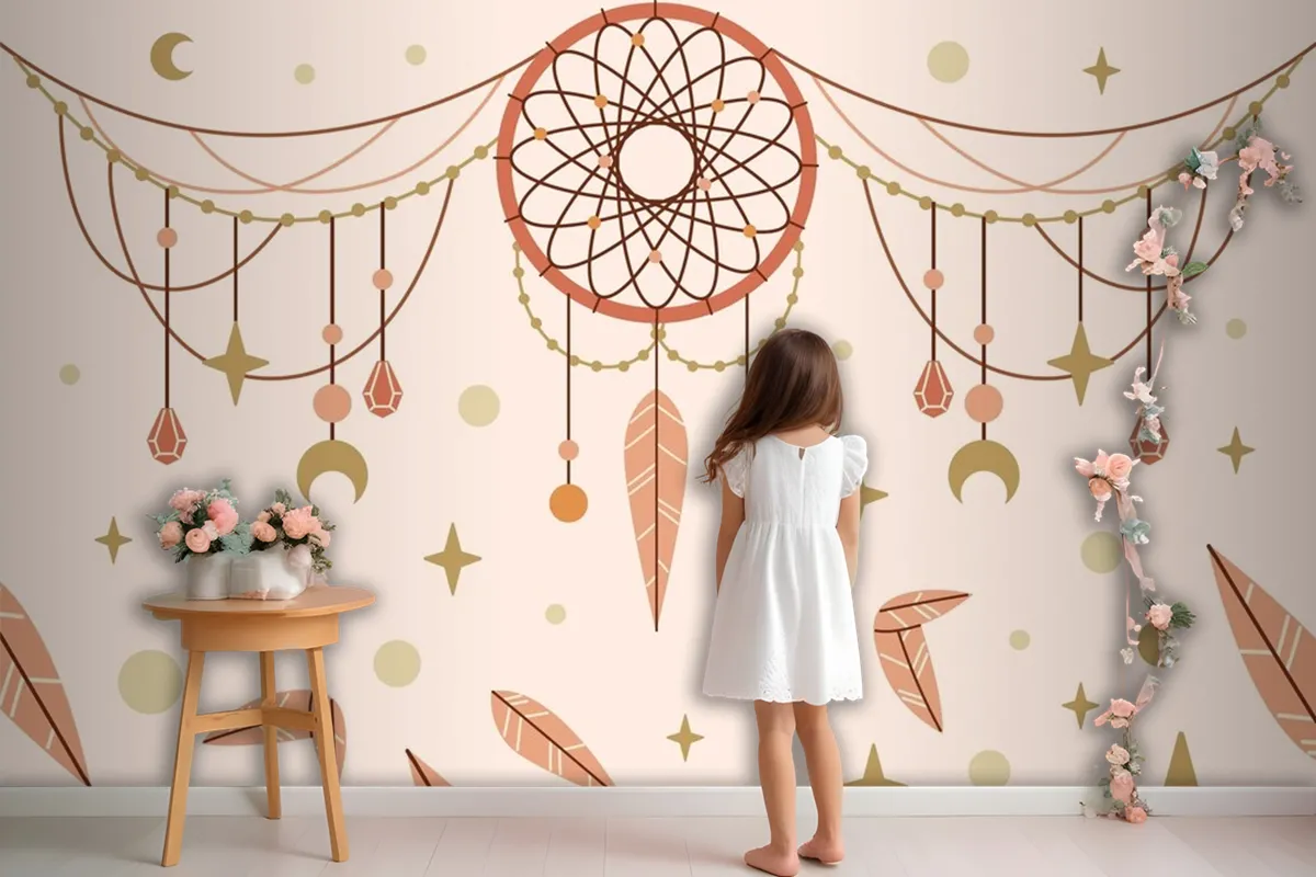 Hand Drawn Boho Background Wallpaper Mural