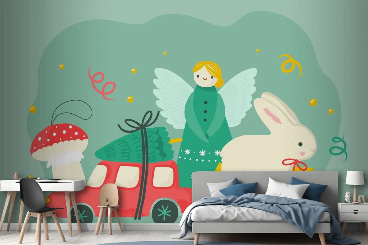 Hand Drawn Christmas Toys Background Wallpaper Mural