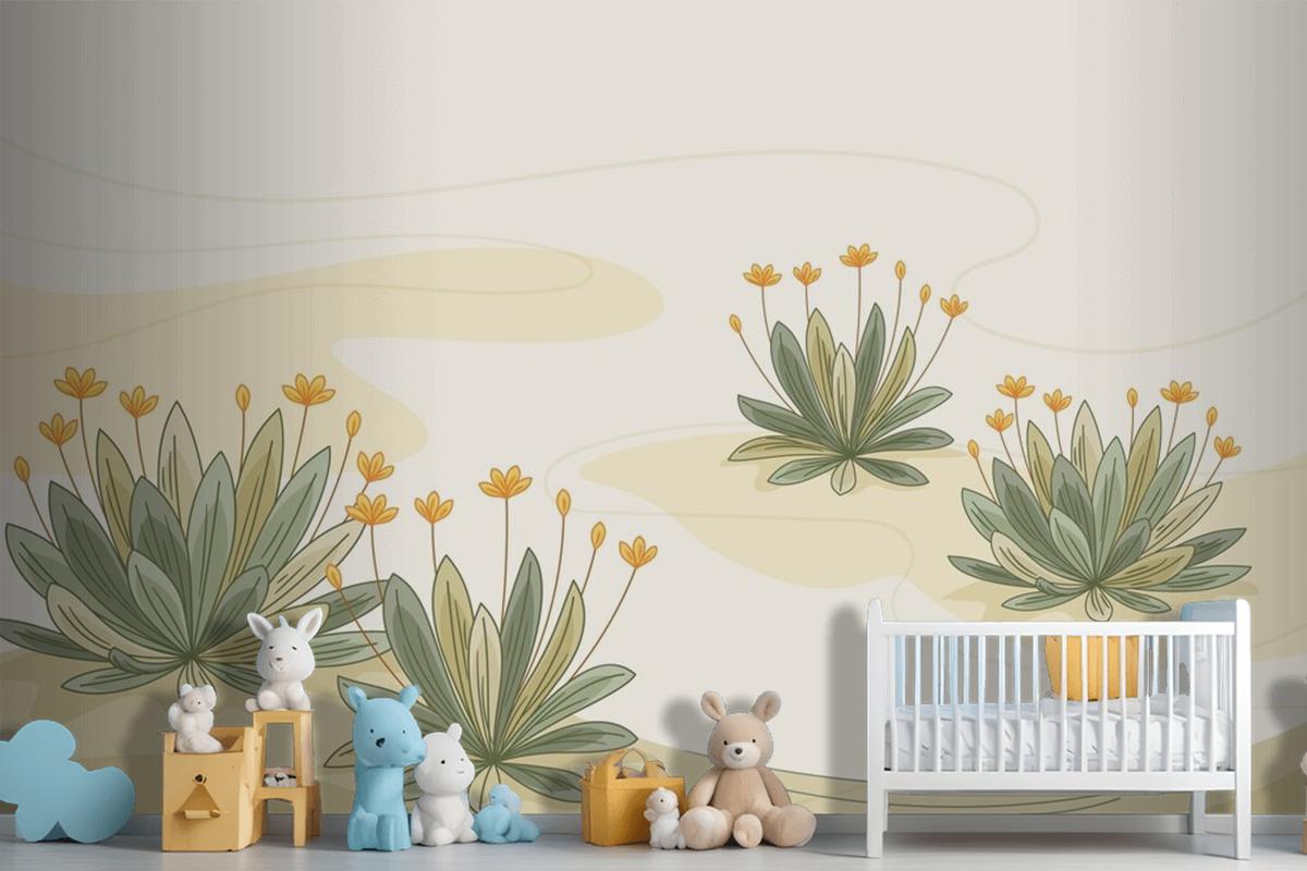 Hand Drawn Frailejon Plant Background Wallpaper Mural