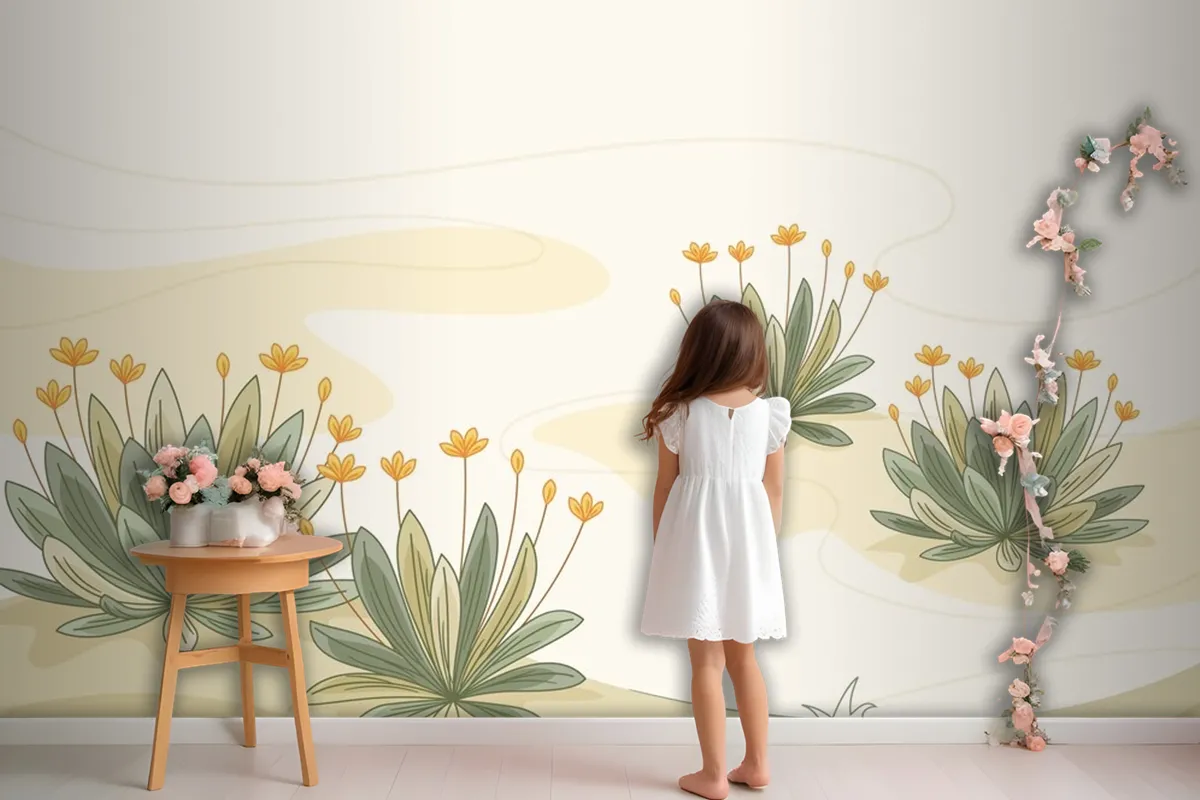 Hand Drawn Frailejon Plant Background Wallpaper Mural