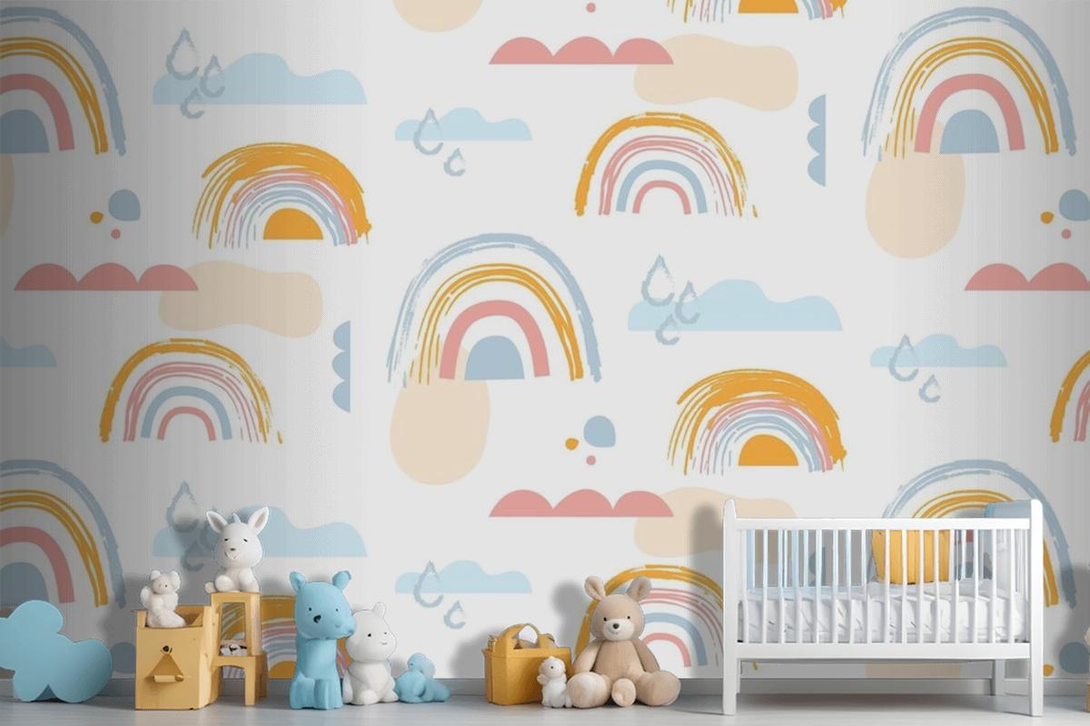 Hand Drawn Rainbow Pattern Design Girl Wallpaper Mural