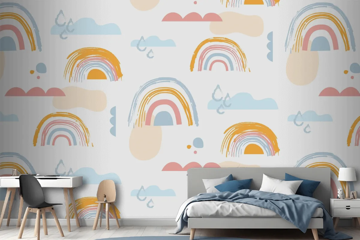 Hand Drawn Rainbow Pattern Design Wallpaper Mural