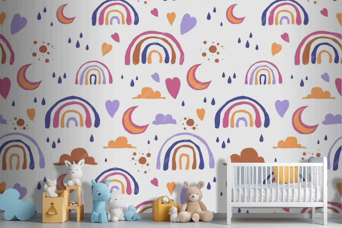 Hand Drawn Rainbow Pattern Design Wallpaper Mural