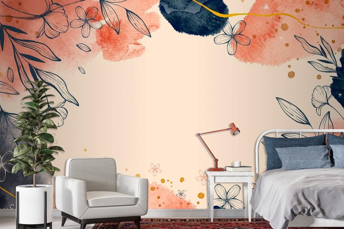 Hand Drawn Watercolor Floral Background Wallpaper Mural