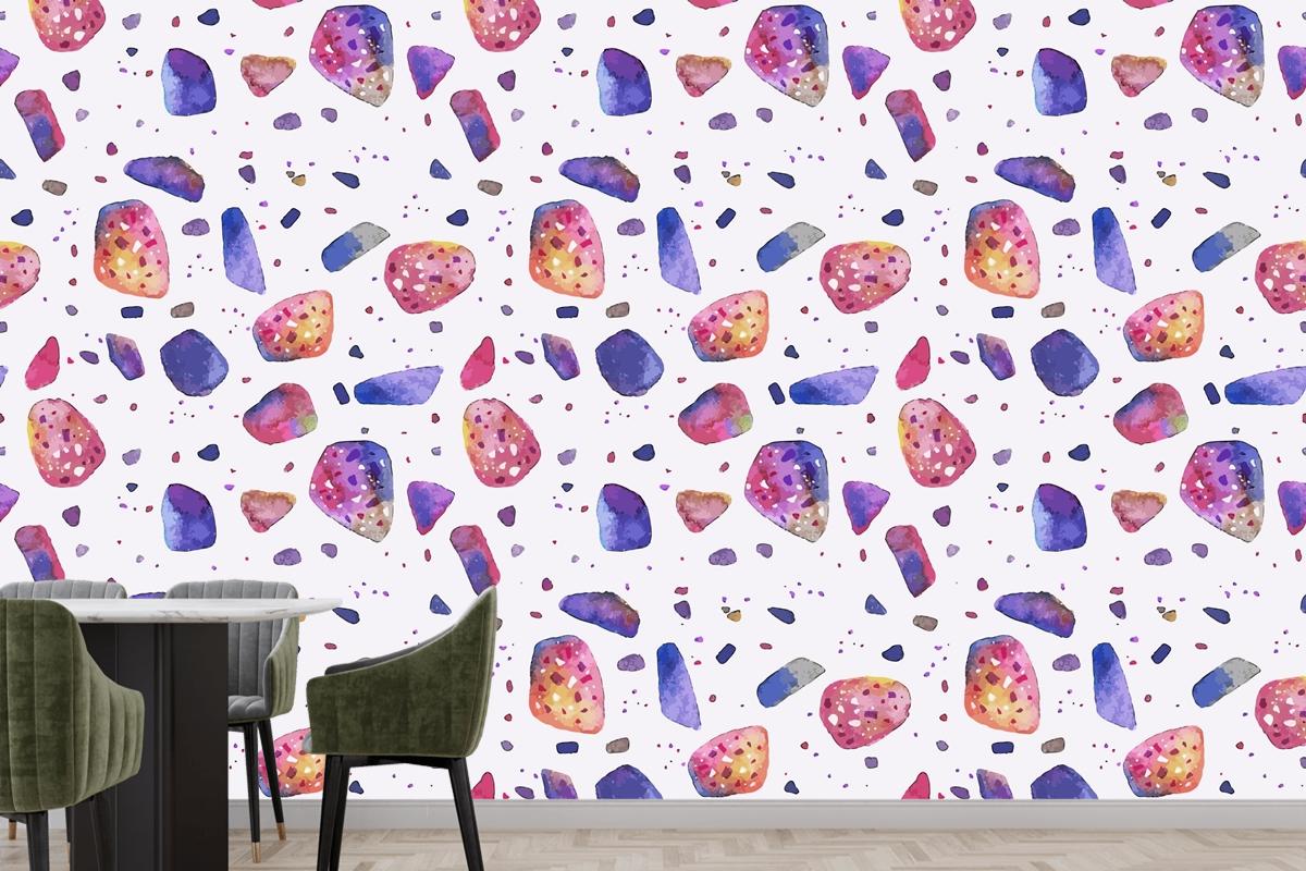 Hand Painted Colorful Terrazzo Pattern Wallpaper Mural