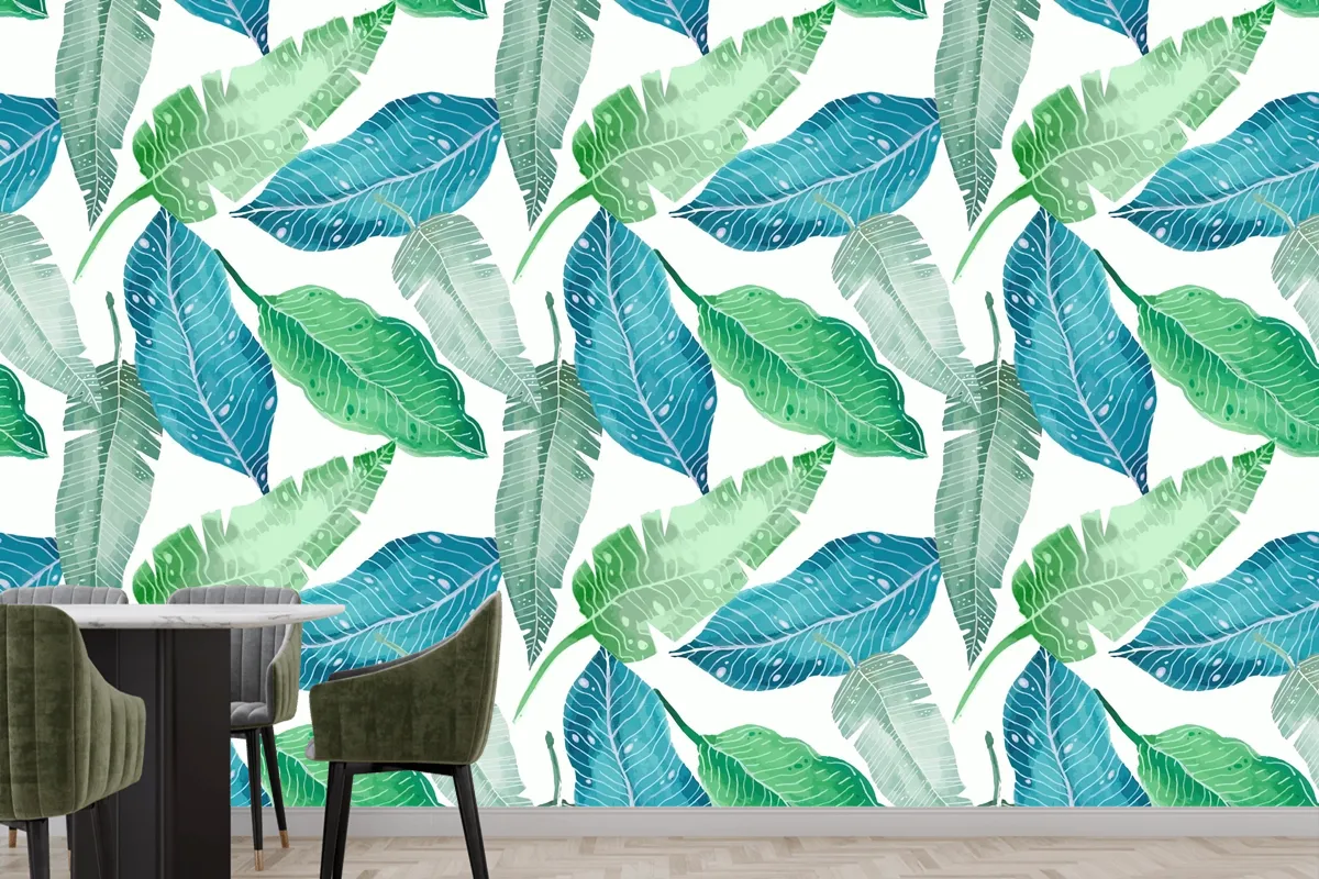 Hand Painted Summer Tropical Pattern Wallpaper Mural