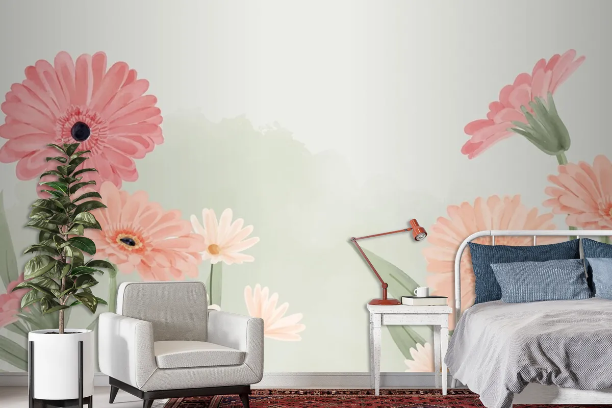 Hand Painted Watercolor Floral Background Wallpaper Mural