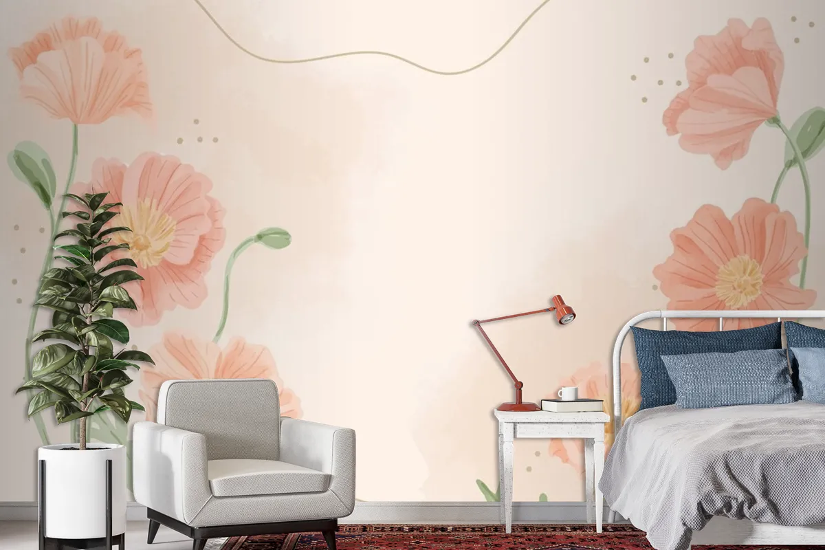 Hand Painted Watercolor Floral Background Wallpaper Mural