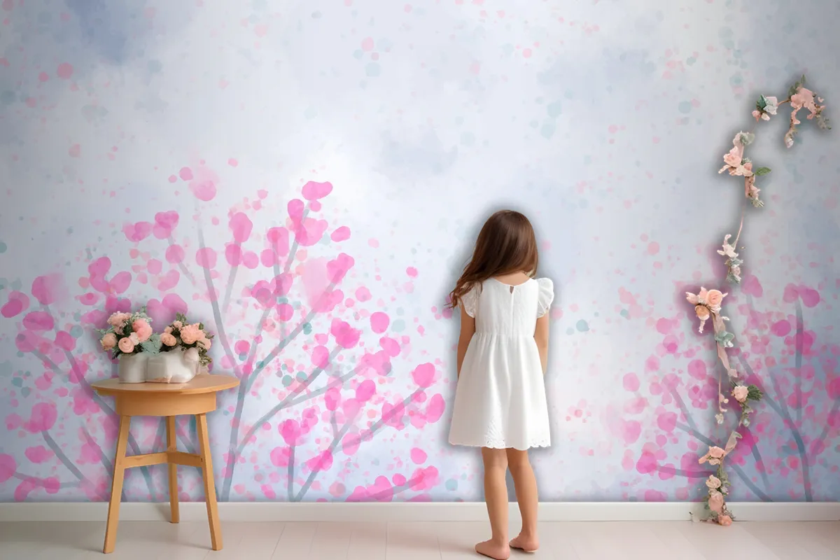 Hand Painted Watercolor Nature Background Wallpaper Mural