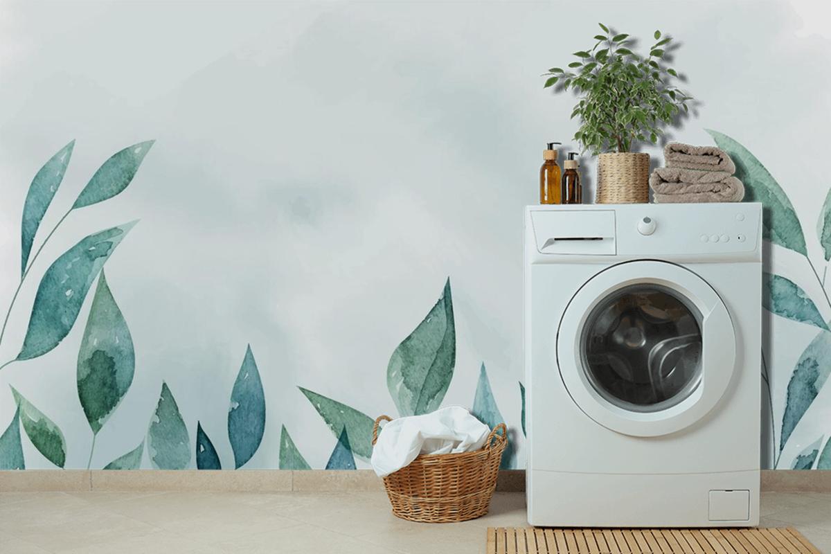 Hand Painted Watercolor Nature Background Laundry Room Wallpaper Mural