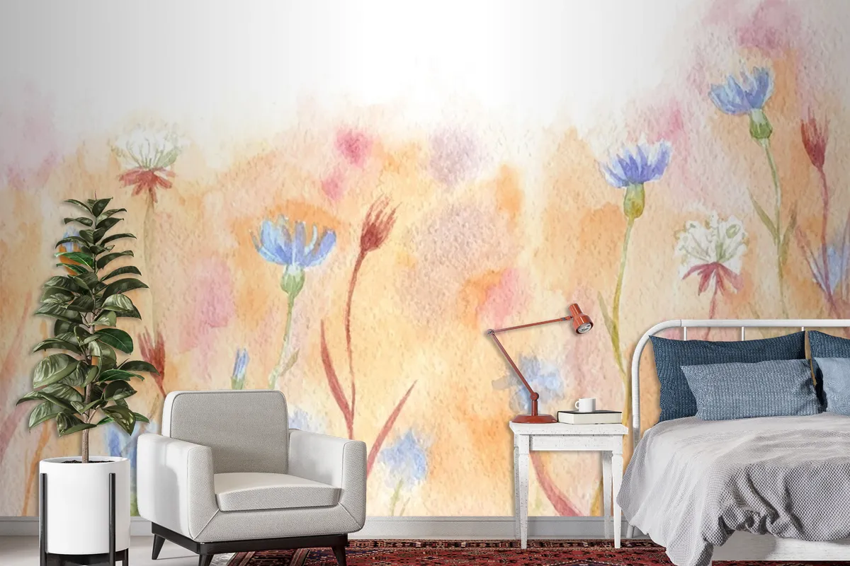 Hand Painted Watercolor Nature Wallpaper Mural