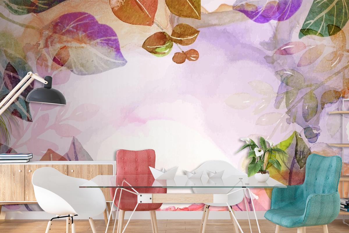 Hand Painted Watercolor Nature Background Wallpaper Mural 