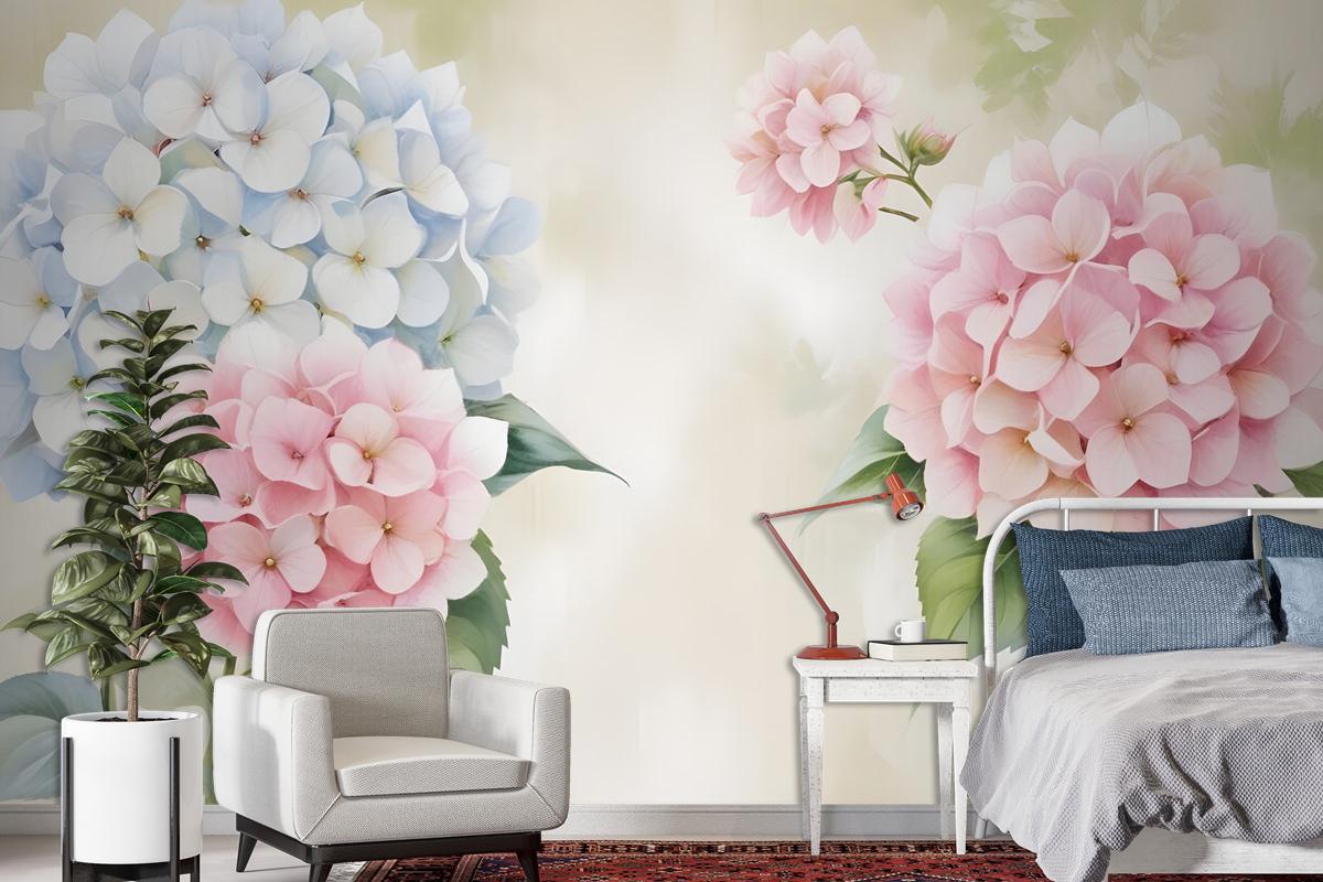 Hydrangea Floral Art Wallpaper Mural