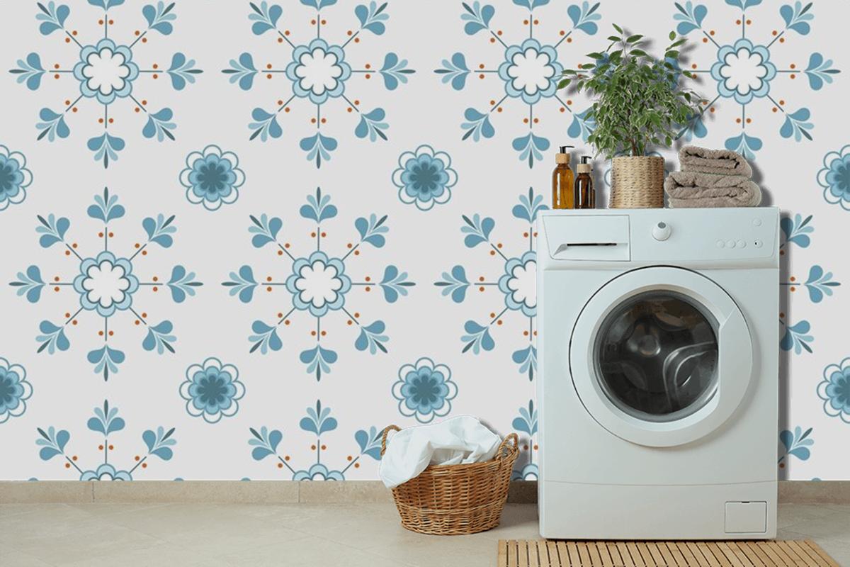 Tiles Textured Pattern Design Laundry Room Wallpaper Mural