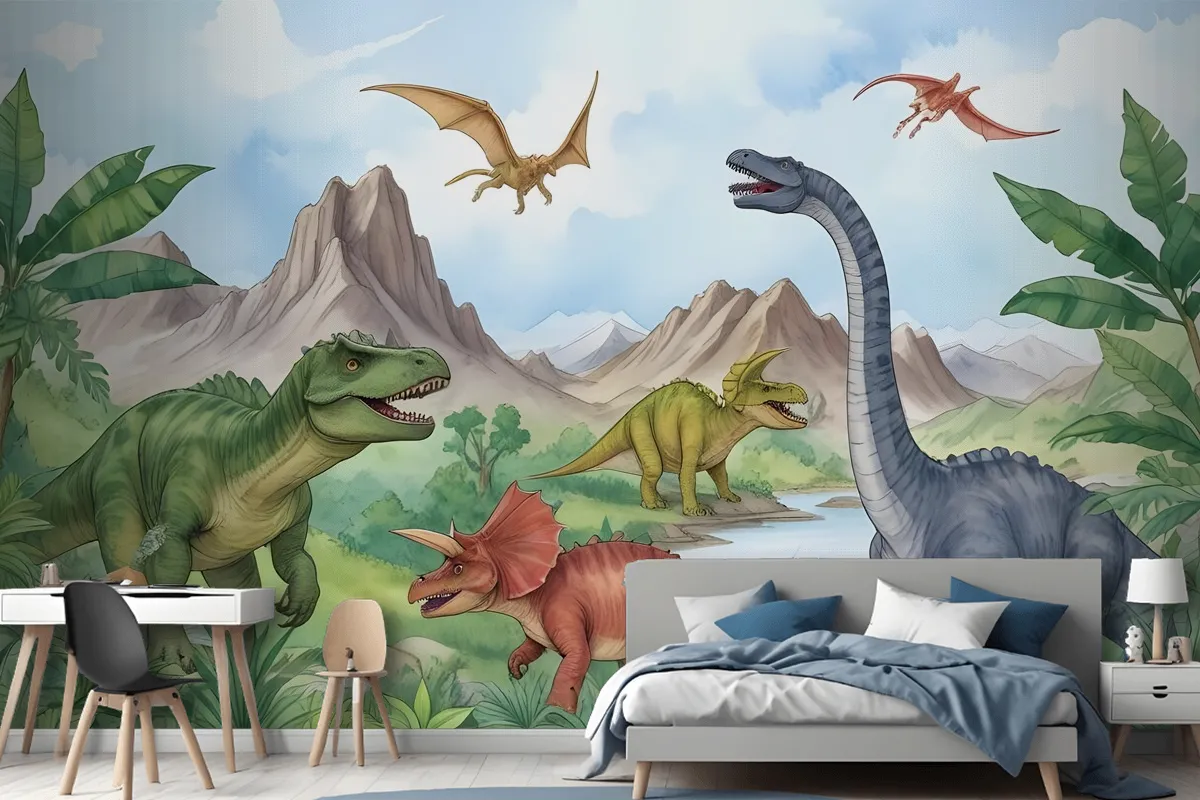 Kids Prehistoric Dinosaur Wallpaper Mural