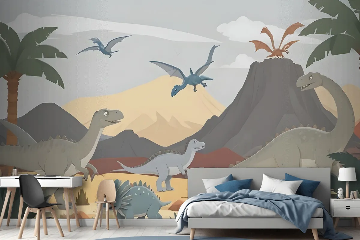 Kids Soft Dinosaurs Wallpaper Mural