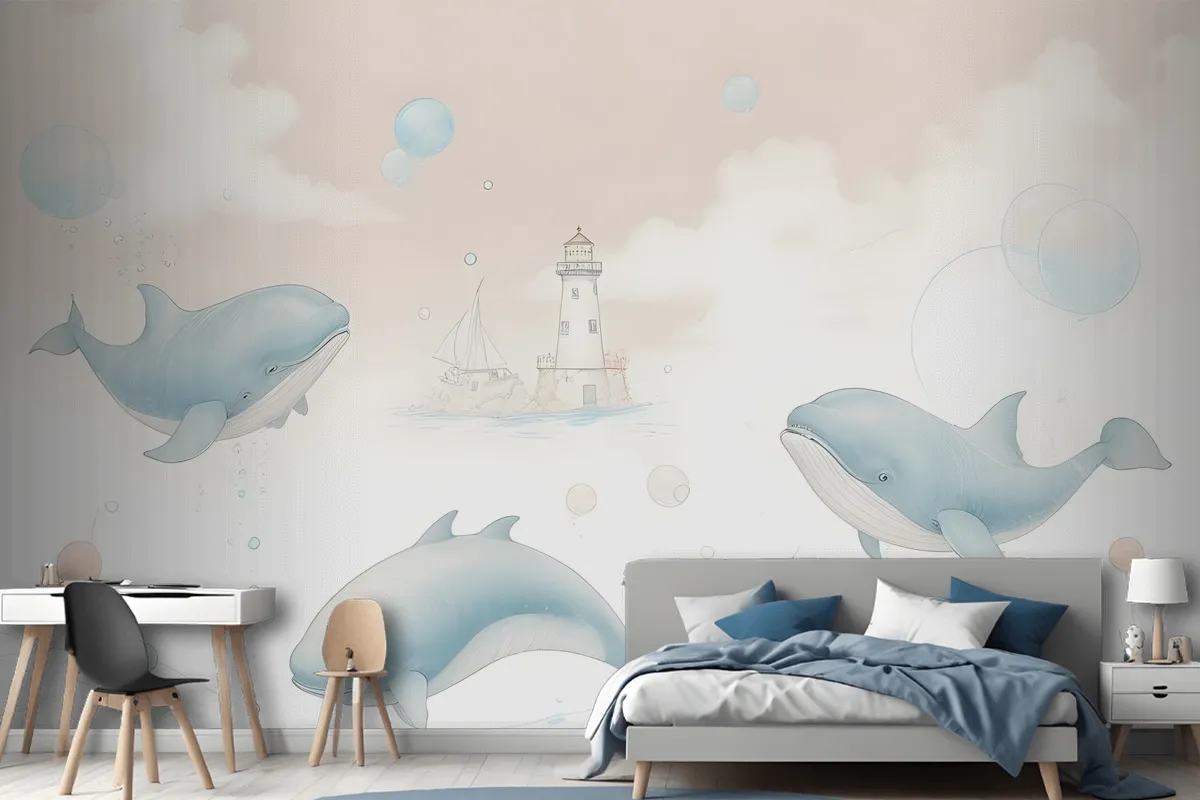 Kids Soft Whale Undersea Life Wallpaper Mural