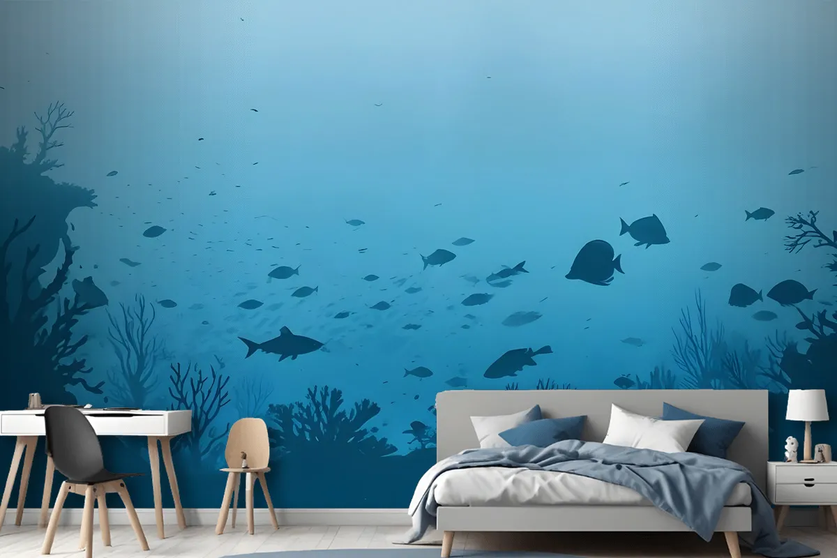 Kids Underwaters And Fishes Wallpaper Mural