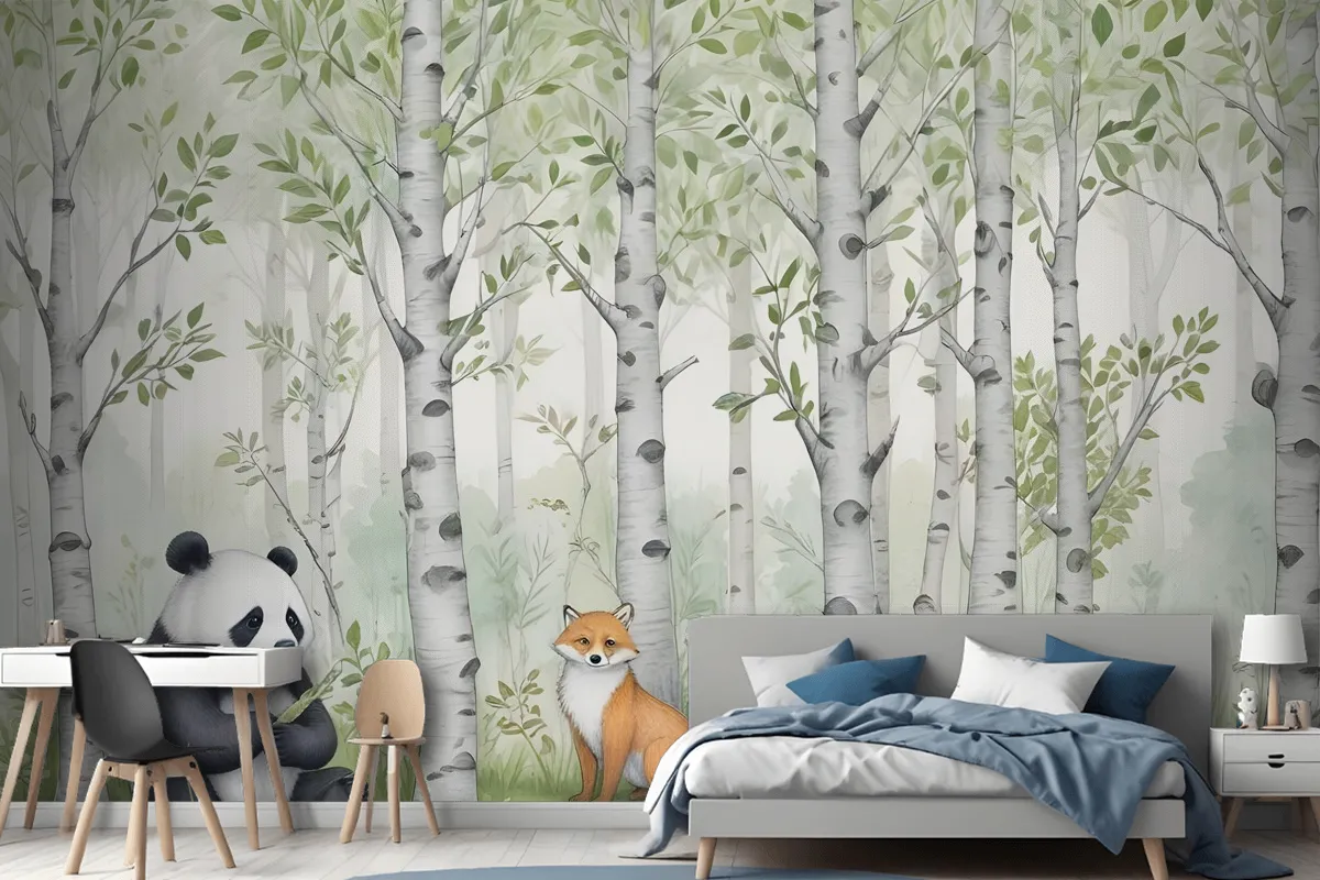 Kids Woodland Animals In The Forest Wallpaper Mural