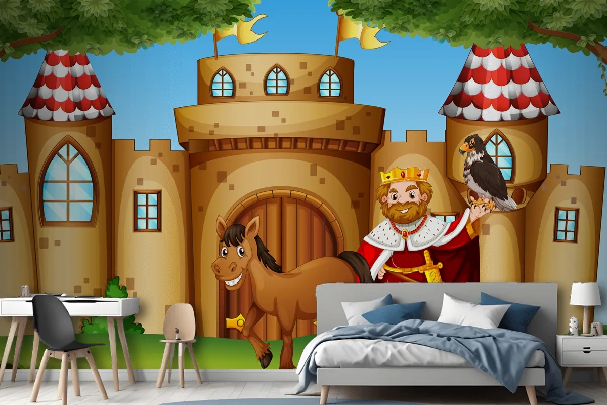 King And Horse At The Castle Wallpaper Mural