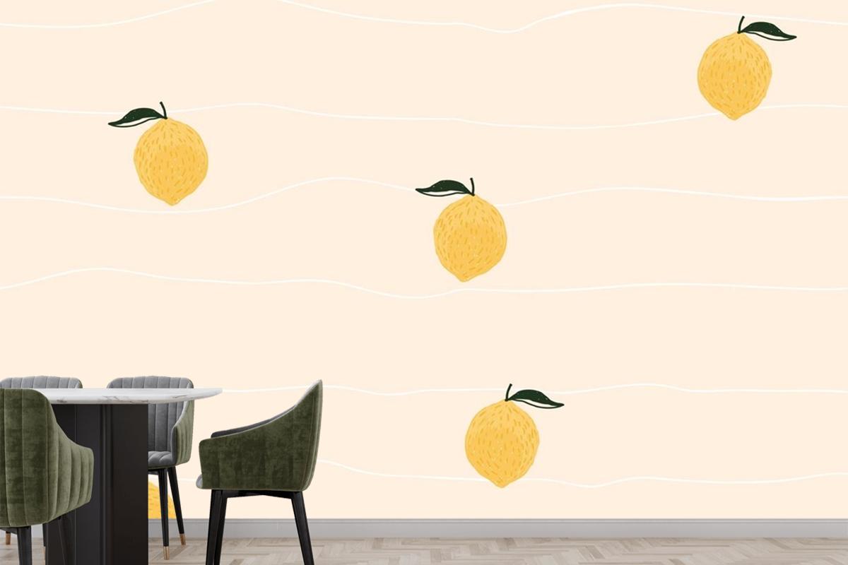 Lemon Background Kitchen Wallpaper Mural