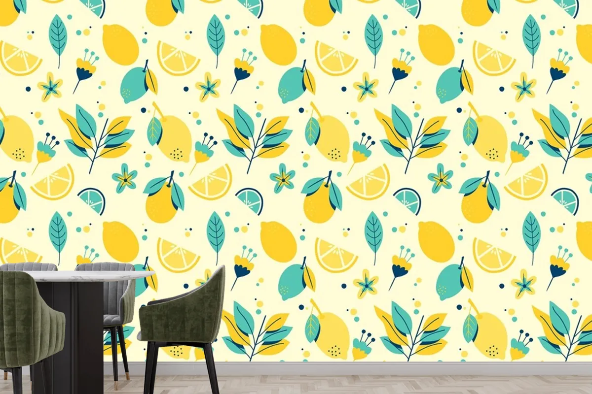 Lemon Summer Pattern Wallpaper Theme Wallpaper Mural