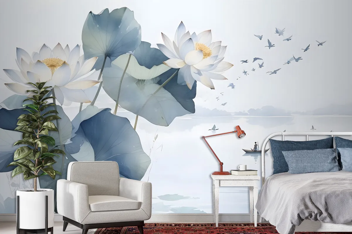 Lotus Floral Art Wallpaper Mural