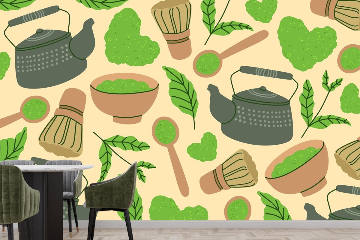 Matcha Tea Kitchen Wallpaper Mural