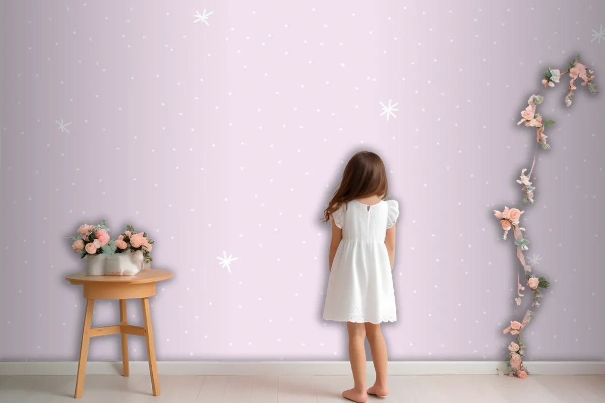 Minimal Star Pattern With Purple Background Wallpaper Mural