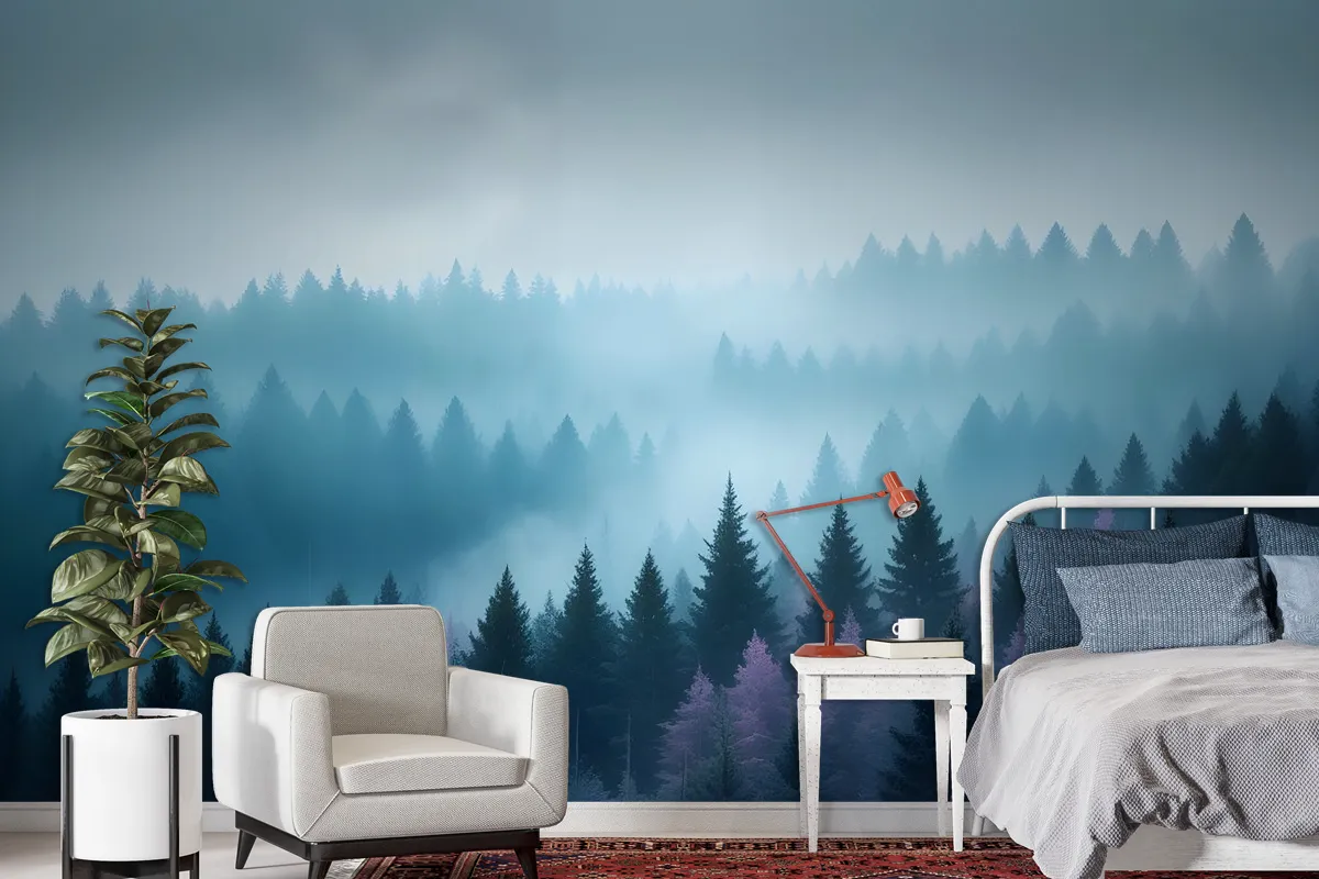 Misty Forest View Wallpaper Mural