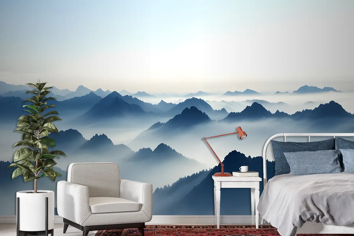 Misty Mountain Landscape Fog Wallpaper Mural