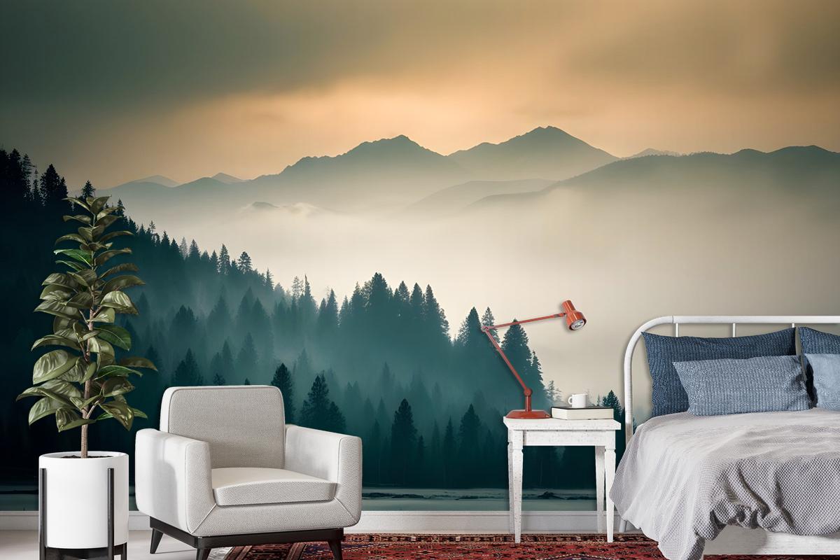 Misty Mountain View Wallpaper Mural