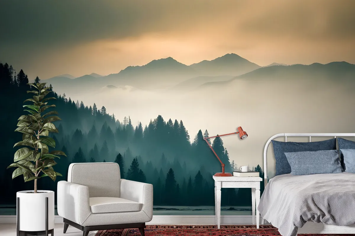 Misty Mountain View Wallpaper Mural