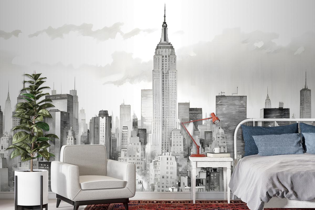 Monochrome Charcoal New York City Wallpaper Mural