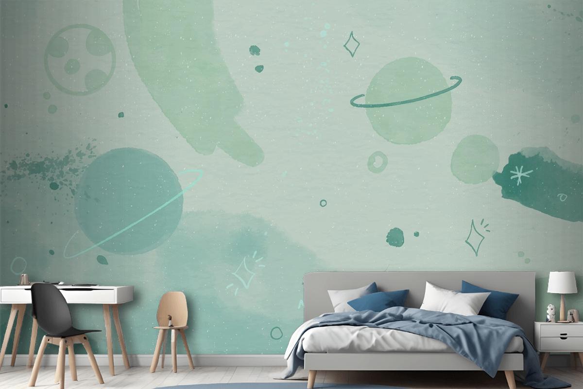 Monochrome Watercolor Galaxy Wallpaper Mural