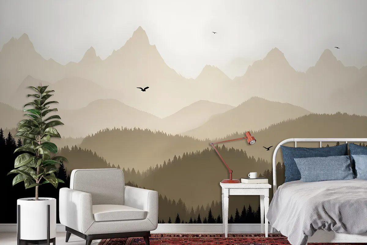 Mountain Landscape Silhouette Wallpaper Mural