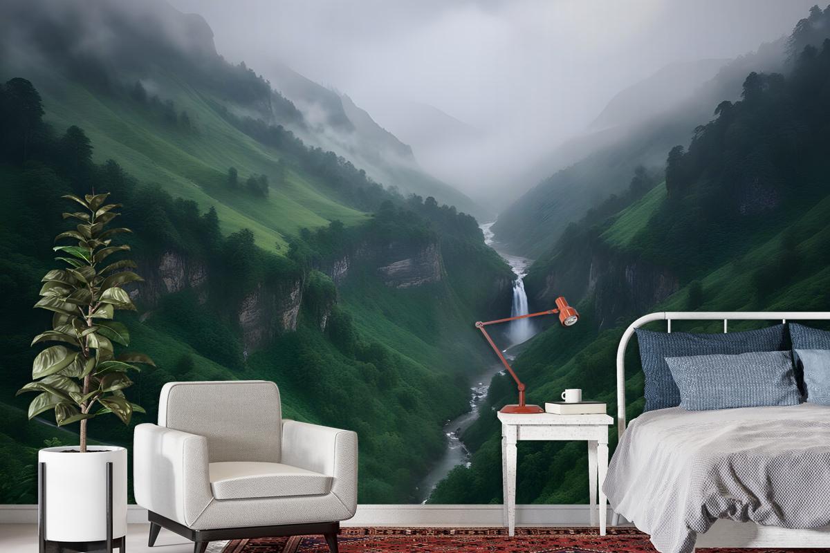 Mountain Waterfall Wallpaper Mural