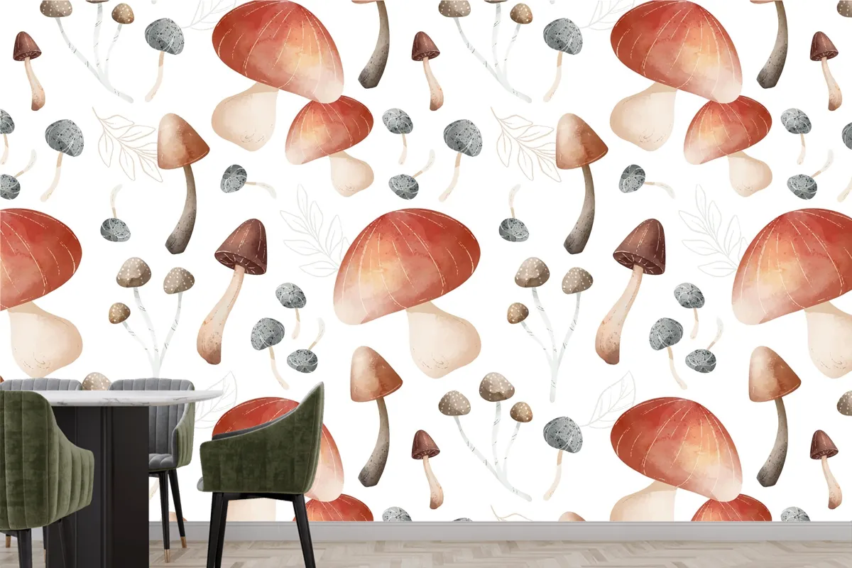 Mushroom Pattern Wallpaper Mural