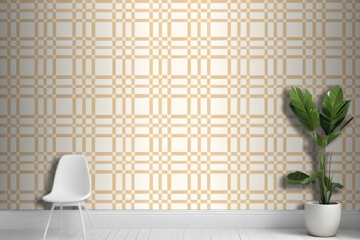 Mustard Yellow Retro Checkered Wallpaper Mural