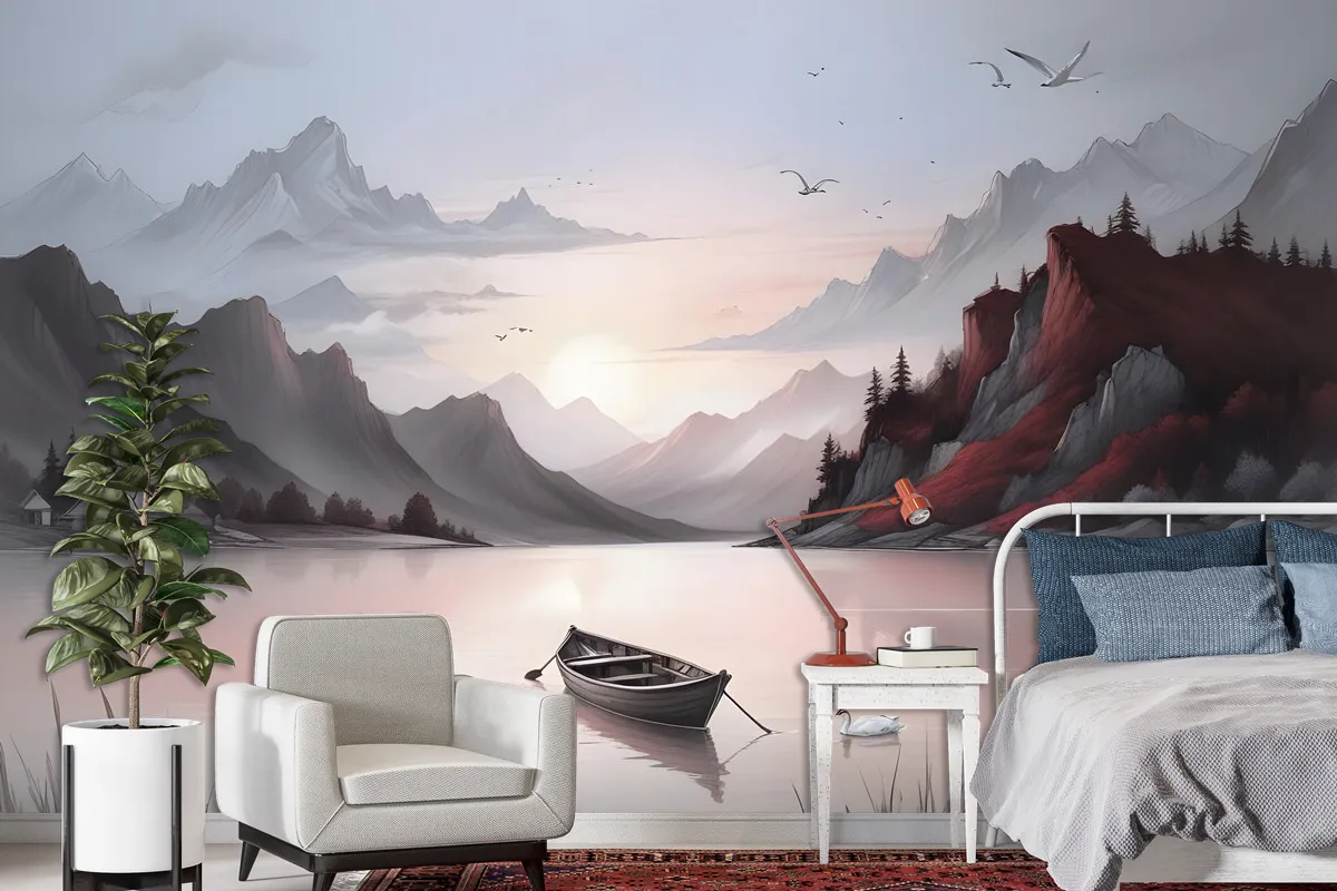 Nature Landscape With Mountains Wallpaper Mural