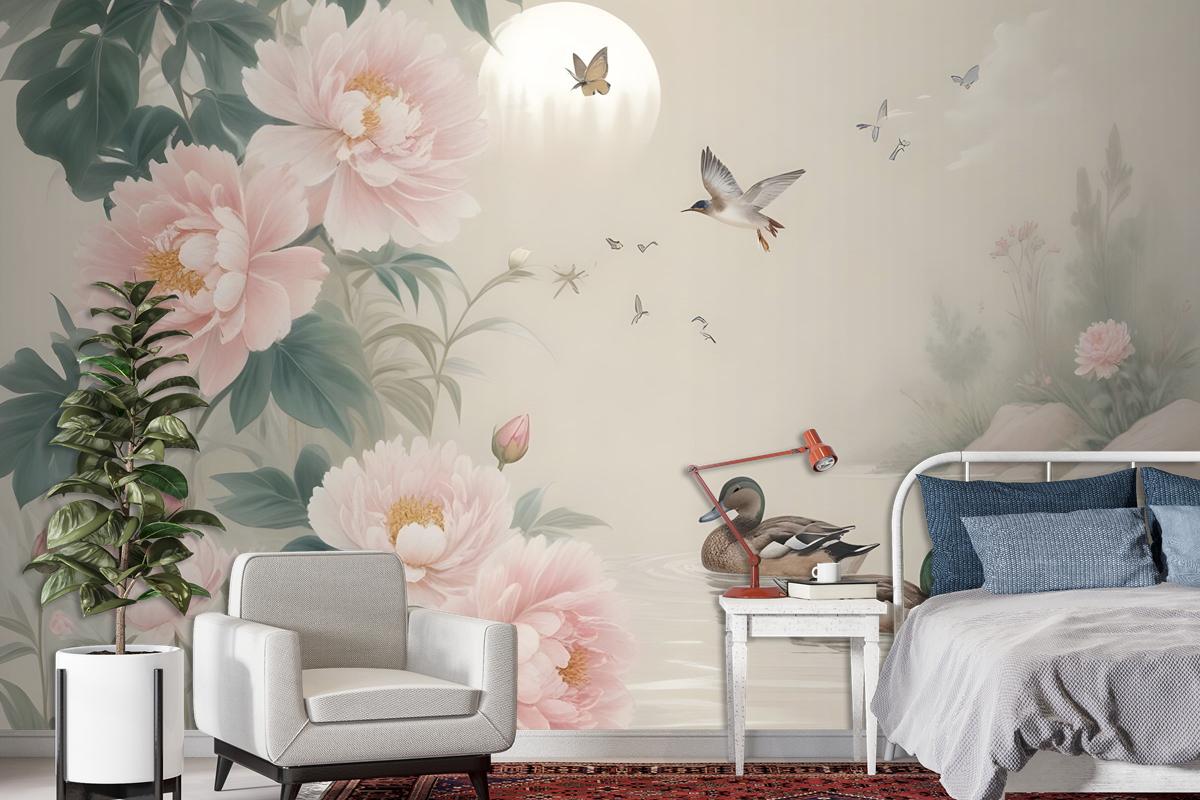 Nostalgic Peony Blossom Wallpaper Mural