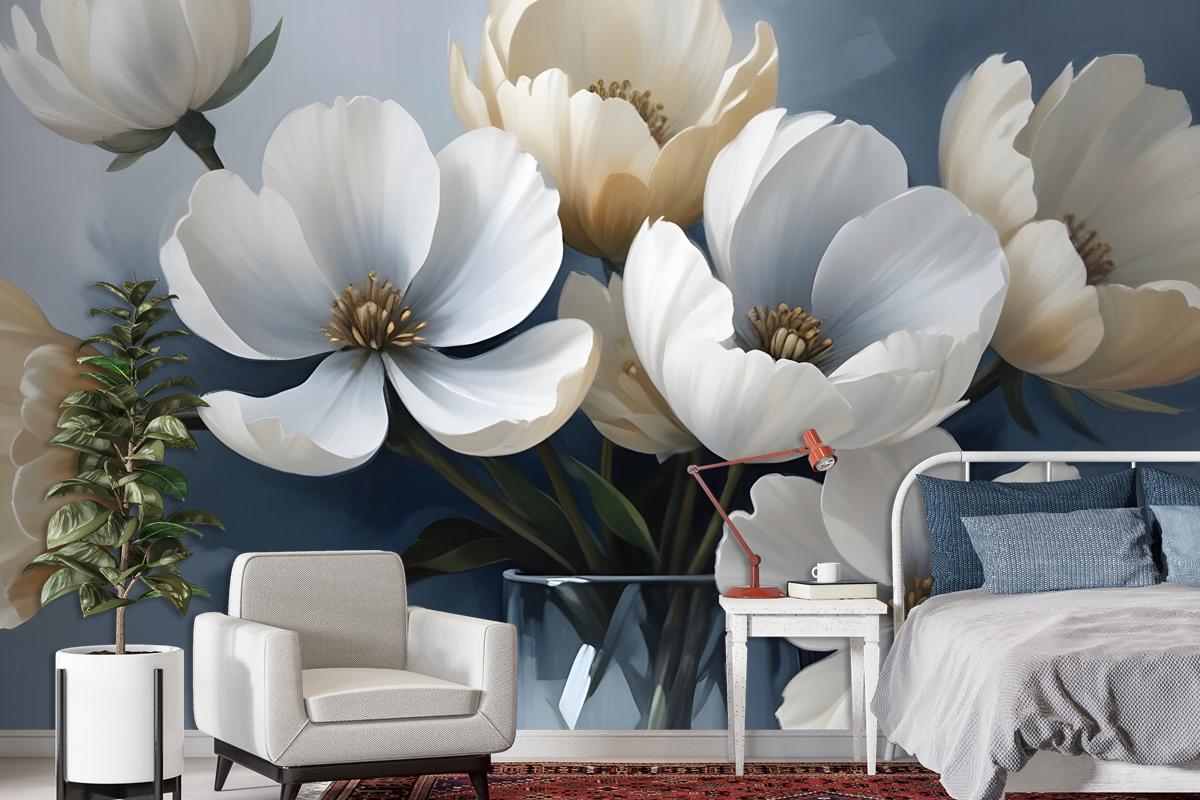 Oil Painting Soft Tulip Floral Art Wallpaper Mural