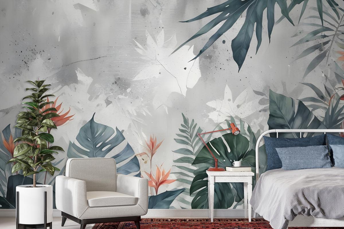 Old Tropical Leaf Wallpaper Mural