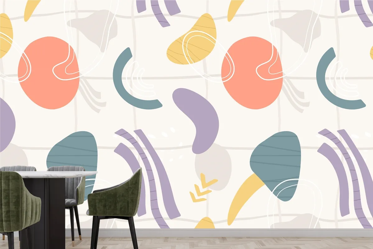 Organic Flat Abstract Element Pattern Wallpaper Mural