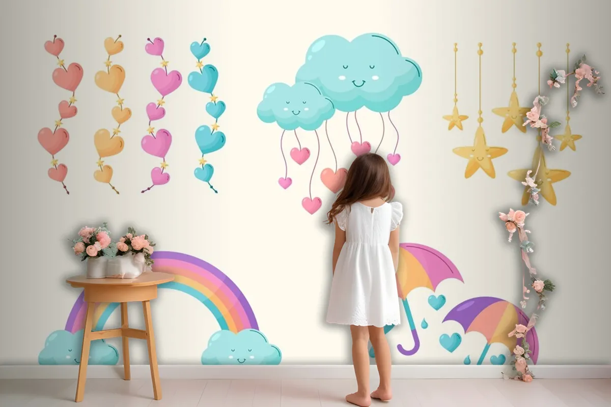 Organic Flat Chuva De Amor Decoration Element Collection Wallpaper Mural