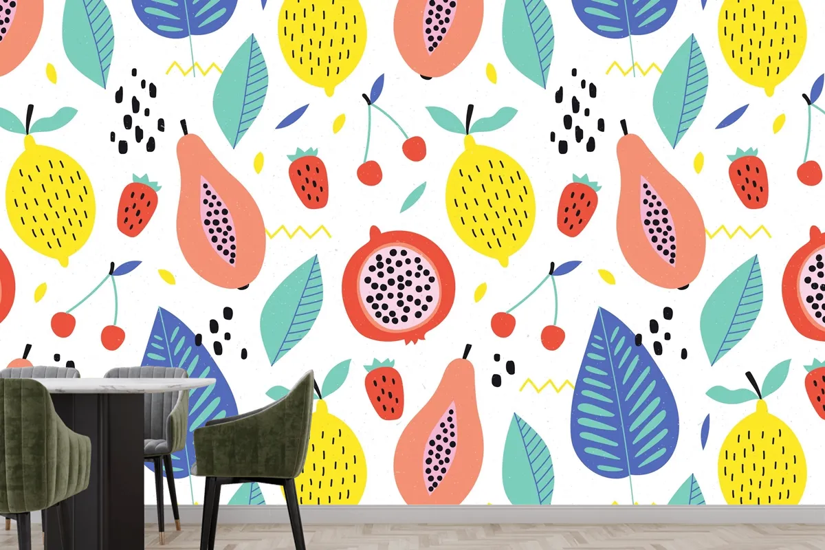 Organic Flat Summer Kitchen Wallpaper Mural