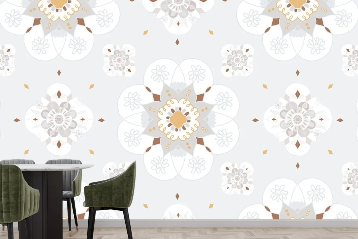 Oriental Mandala Floral Pattern Wallpaper Mural